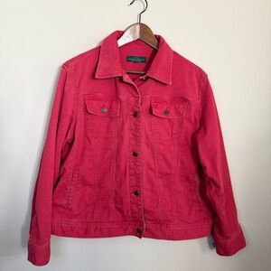 Ralph Lauren Faded Red Denim Jacket L Trucker Jean Jacket Cotton